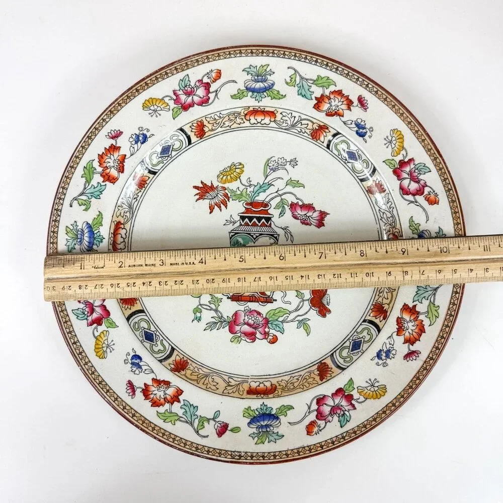 William Brownfield Imari Chinoiserie Ironstone Dinner Plate No 115 Vase Floral
